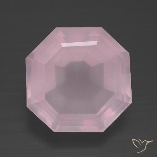 7.95ct 天然 バブルガムピンク ローズクォーツ, エメラルドカット, 透明