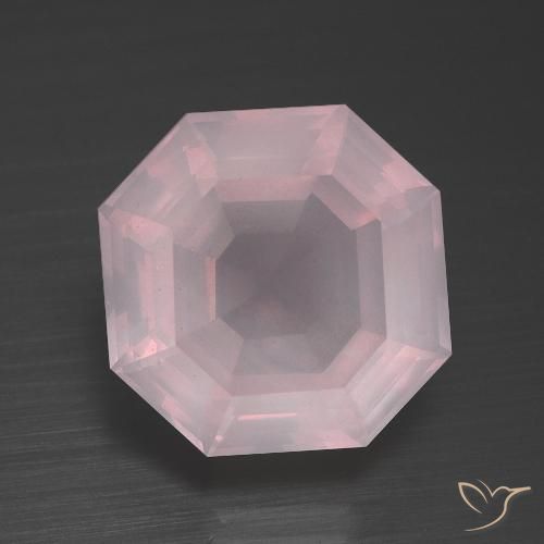 9.38ct 天然 バブルガムピンク ローズクォーツ, エメラルドカット, 透明