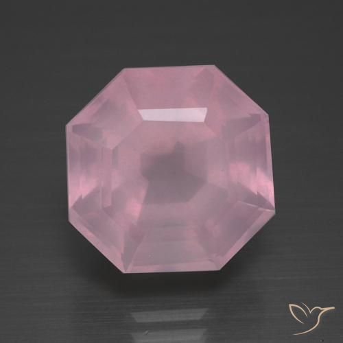 10.63ct 天然 ローズピンク ローズクォーツ, エメラルドカット, 透明