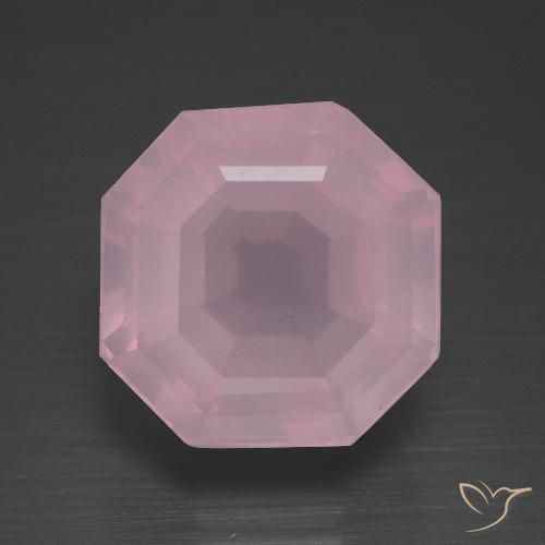 11.40ct 天然 ローズピンク ローズクォーツ, エメラルドカット, 透明
