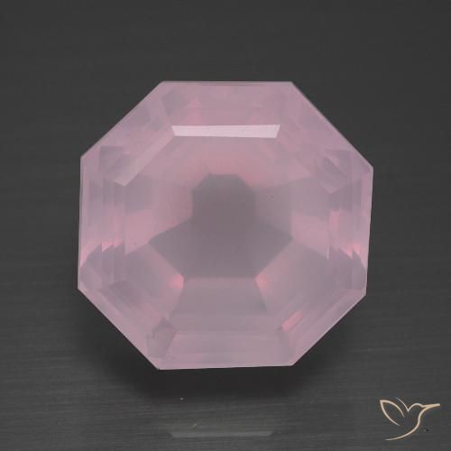 13.08ct 天然 薄いチェリーピンク ローズクォーツ, エメラルドカット, 透明
