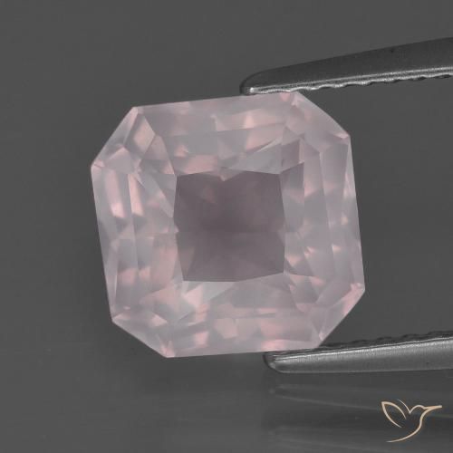 2.79ct 天然 ライトローズピンク ローズクォーツ, エメラルドカット, 透明