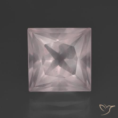 5.46ct 天然 非常に薄いピンク ローズクォーツ, 四角形, 透明