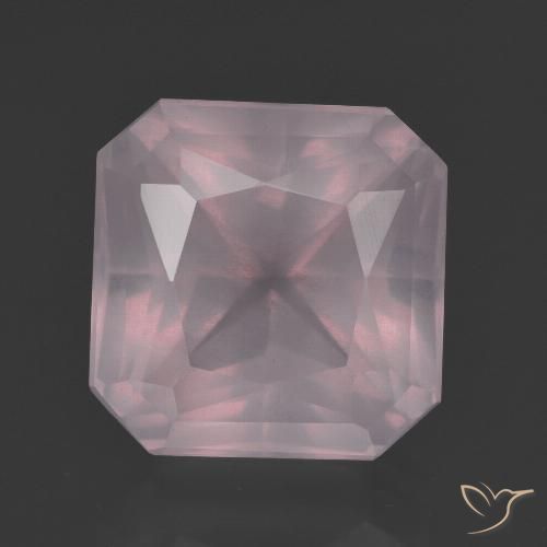 9.58ct 天然 ライトピンク ローズクォーツ, エメラルドカット, 透明