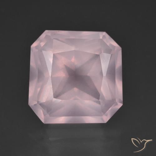 8.55ct 天然 ライトローズピンク ローズクォーツ, エメラルドカット, 透明
