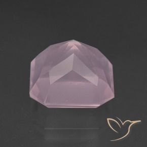 7.91カラットの天然バブルガムピンクローズクォーツ、八角形 / エメラルドカット、透明