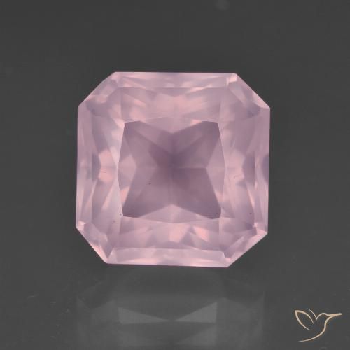 7.57ct 天然 ミディアムローズピンク ローズクォーツ, エメラルドカット, 透明