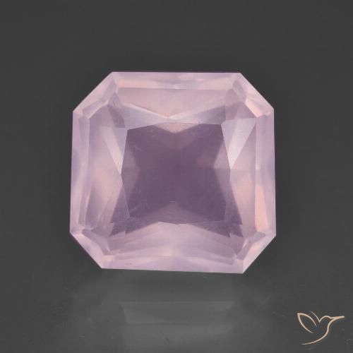 7.37ct 天然 薄いチェリーピンク ローズクォーツ, エメラルドカット, 透明