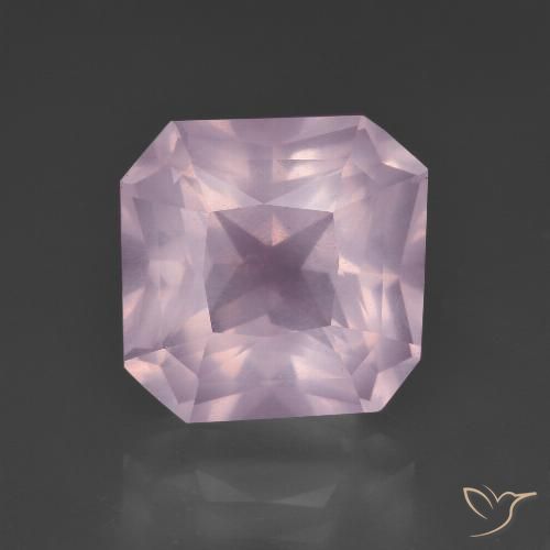 6.87ct 天然 ライトピンク ローズクォーツ, エメラルドカット, 透明