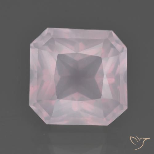 7.44ct 天然 ライトローズピンク ローズクォーツ, エメラルドカット, 透明