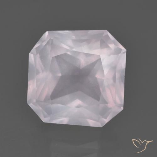 6.14ct 天然 非常に薄いローズピンク ローズクォーツ, エメラルドカット, 透明
