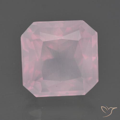 7.29ct 天然 ミディアムローズピンク ローズクォーツ, エメラルドカット, 透明