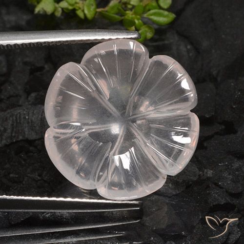 12.01ct 天然 フラミンゴピンク ローズクォーツ, フラワーカット, 透明