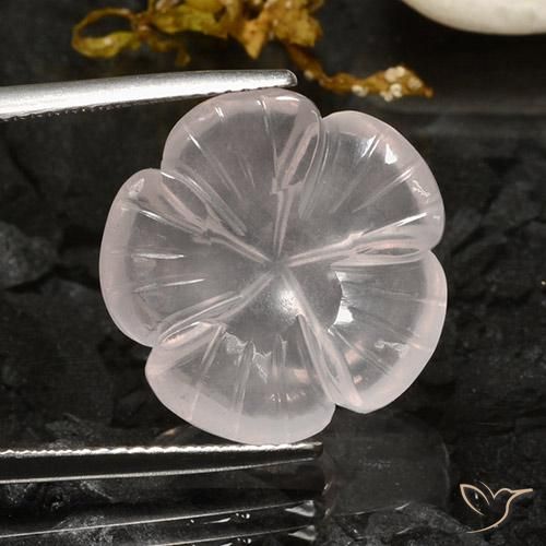 12.37ct 天然 ホワイト ローズクォーツ, フラワーカット, 透明