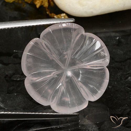 17.37ct 天然 ホワイト ローズクォーツ, フラワーカット, 透明
