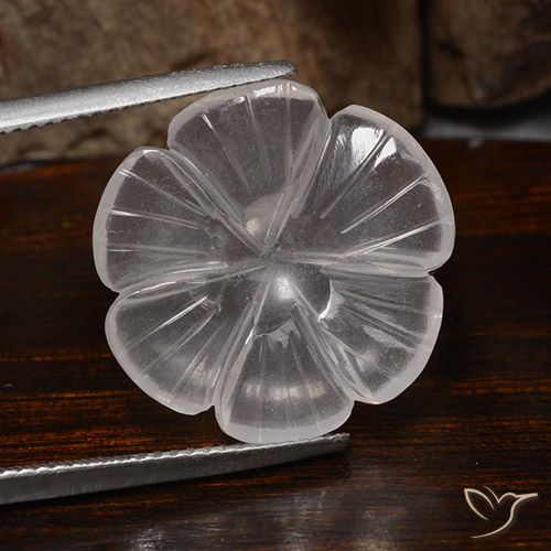 9.90ct 天然 ホワイト ローズクォーツ, フラワーカット, 透明