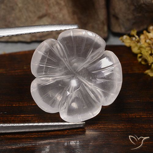11.24ct 天然 ホワイト ローズクォーツ, フラワーカット, 透明
