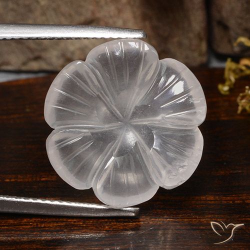10.15ct 天然 ホワイト ローズクォーツ, フラワーカット, 透明