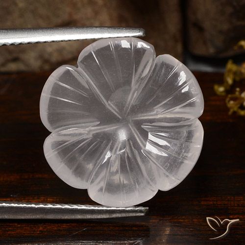 10.45ct 天然 ホワイト ローズクォーツ, フラワーカット, 透明