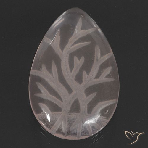 9.58ct 天然 薄いコーラルピンク ローズクォーツ, 洋梨の形, 透明