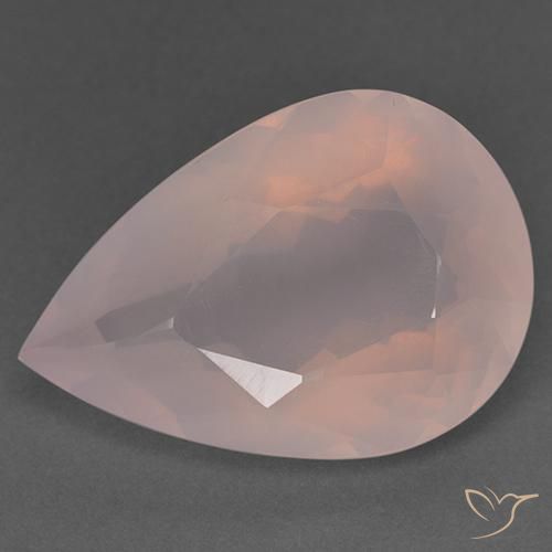 31.40ct 天然 薄いコーラルピンク ローズクォーツ, 洋梨の形, 透明