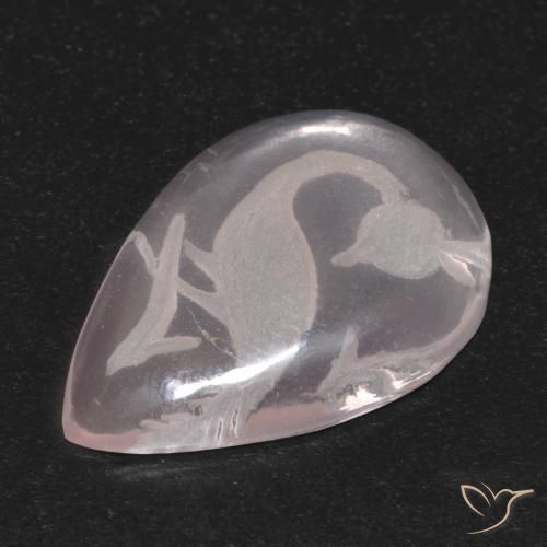 9.31ct 天然 非常に薄いピンク ローズクォーツ, 洋梨の形, 透明