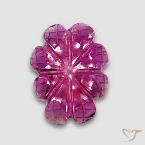 4.63ct 天然 ダークレッド ルベライトトルマリン, フラワーカット, 半透明