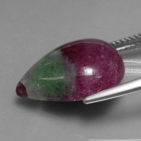 14.55カラットの天然マルチカラールビーゾイサイト、洋梨の形、オペーク