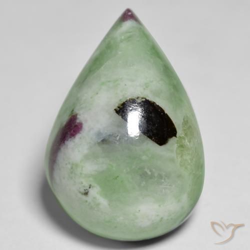 24.85ct 天然 マルチカラー ルビーゾイサイト, 洋梨の形, オペーク