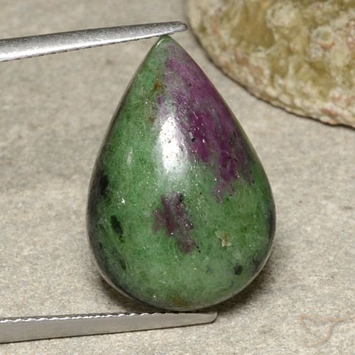 15.77ct 天然 マルチカラー ルビーゾイサイト, 洋梨の形, オペーク