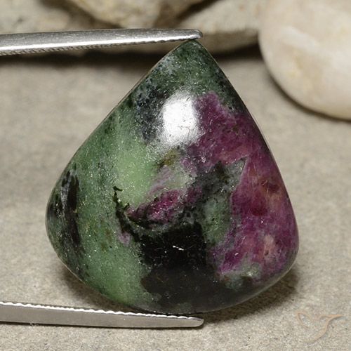 34.84ct 天然 マルチカラー ルビーゾイサイト, 洋梨の形, オペーク