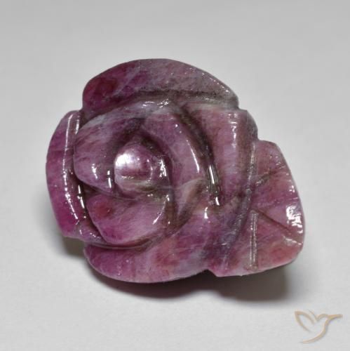 31.30ct 天然 ワインレッド ルビーゾイサイト, フラワーカット, オペーク