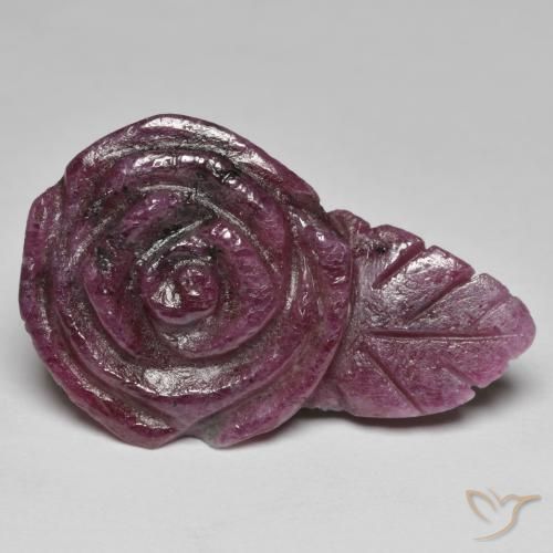 27.03ct 天然 ディープレッド ルビーゾイサイト, フラワーカット, オペーク