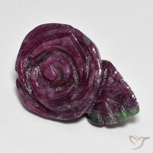 30.44ct 天然 マルチカラー ルビーゾイサイト, フラワーカット, オペーク