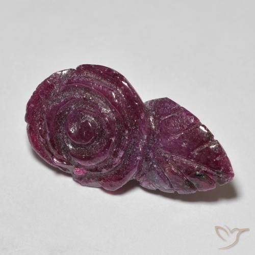15.93ct 天然 ダークマゼンタピンク ルビーゾイサイト, フラワーカット, オペーク