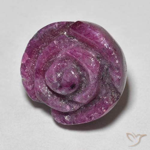 19.58ct 天然 ディープパープル ルビーゾイサイト, フラワーカット, オペーク