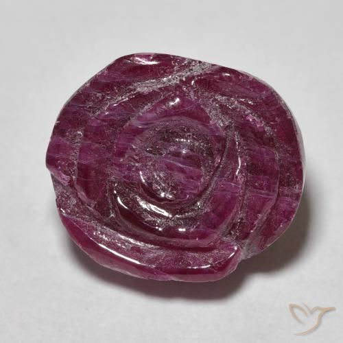 15.95ct 天然 赤みがかったパープル ルビーゾイサイト, フラワーカット, オペーク