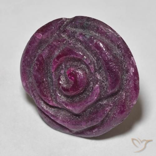 19.54ct 天然 Medium Dark-Purple ルビーゾイサイト, フラワーカット, オペーク