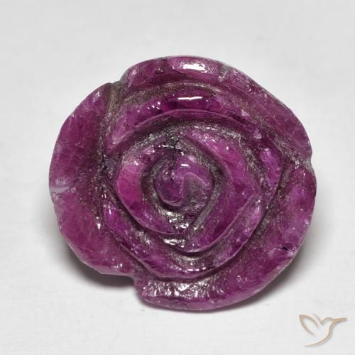 15.77ct 天然 Medium Dark-Purple ルビーゾイサイト, フラワーカット, オペーク