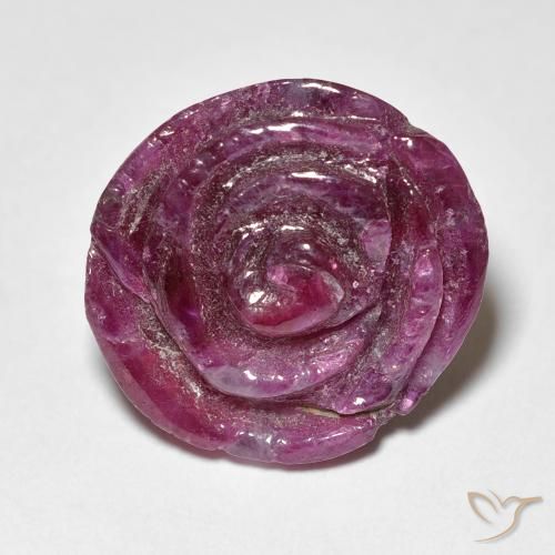 15.60ct 天然 Medium Dark-Purple ルビーゾイサイト, フラワーカット, オペーク