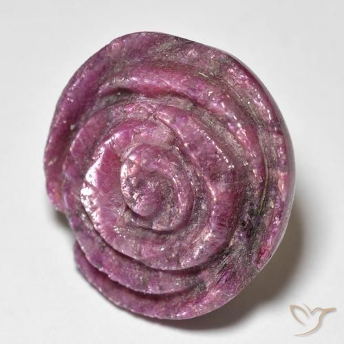35.76ct 天然 Medium Dark-Purple ルビーゾイサイト, フラワーカット, オペーク