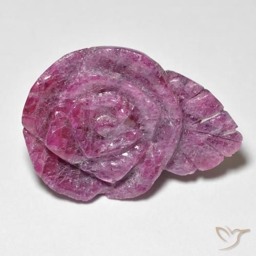 32.56ct 天然 Medium Dark-Purple ルビーゾイサイト, フラワーカット, オペーク
