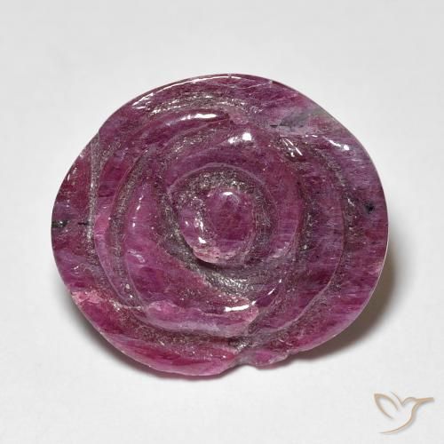 15.51ct 天然 赤みがかったパープル ルビーゾイサイト, フラワーカット, オペーク