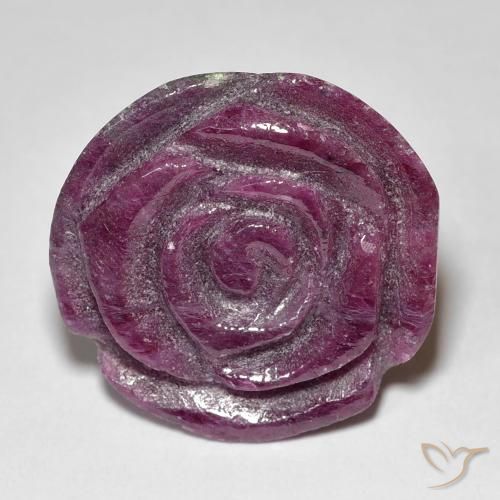 24.97ct 天然 Medium Dark-Purple ルビーゾイサイト, フラワーカット, オペーク
