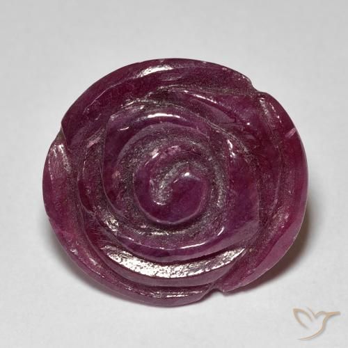 18.48ct 天然 ダークパープル ルビーゾイサイト, フラワーカット, オペーク
