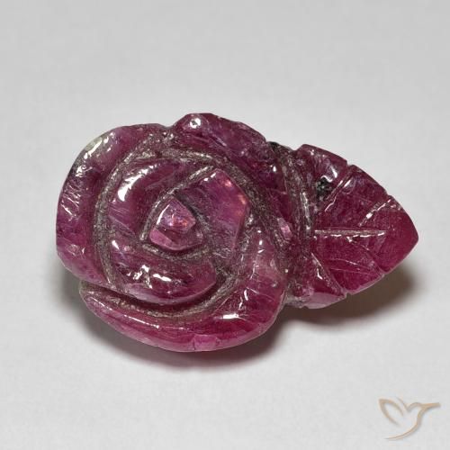 14.55ct 天然 Medium Dark Reddish-Purple ルビーゾイサイト, フラワーカット, オペーク