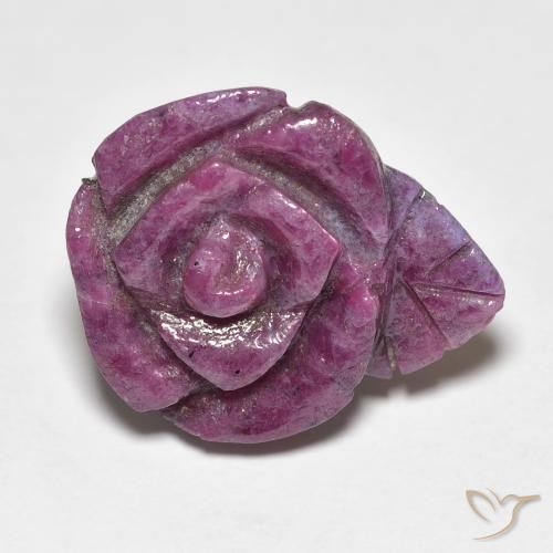 16.73ct 天然 Medium Dark-Purple ルビーゾイサイト, フラワーカット, オペーク