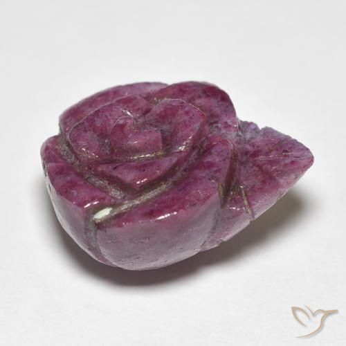 16.73カラットの天然Medium Dark-Purpleルビーゾイサイト、フラワーカット、オペーク