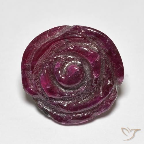 16.77ct 天然 Medium Dark-Purple ルビーゾイサイト, フラワーカット, オペーク