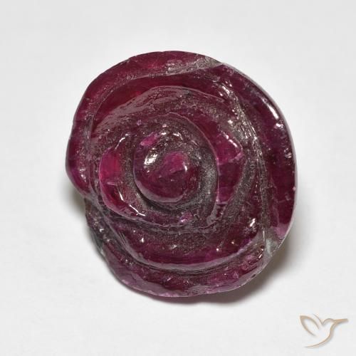 16.77カラットの天然Medium Dark-Purpleルビーゾイサイト、フラワーカット、オペーク